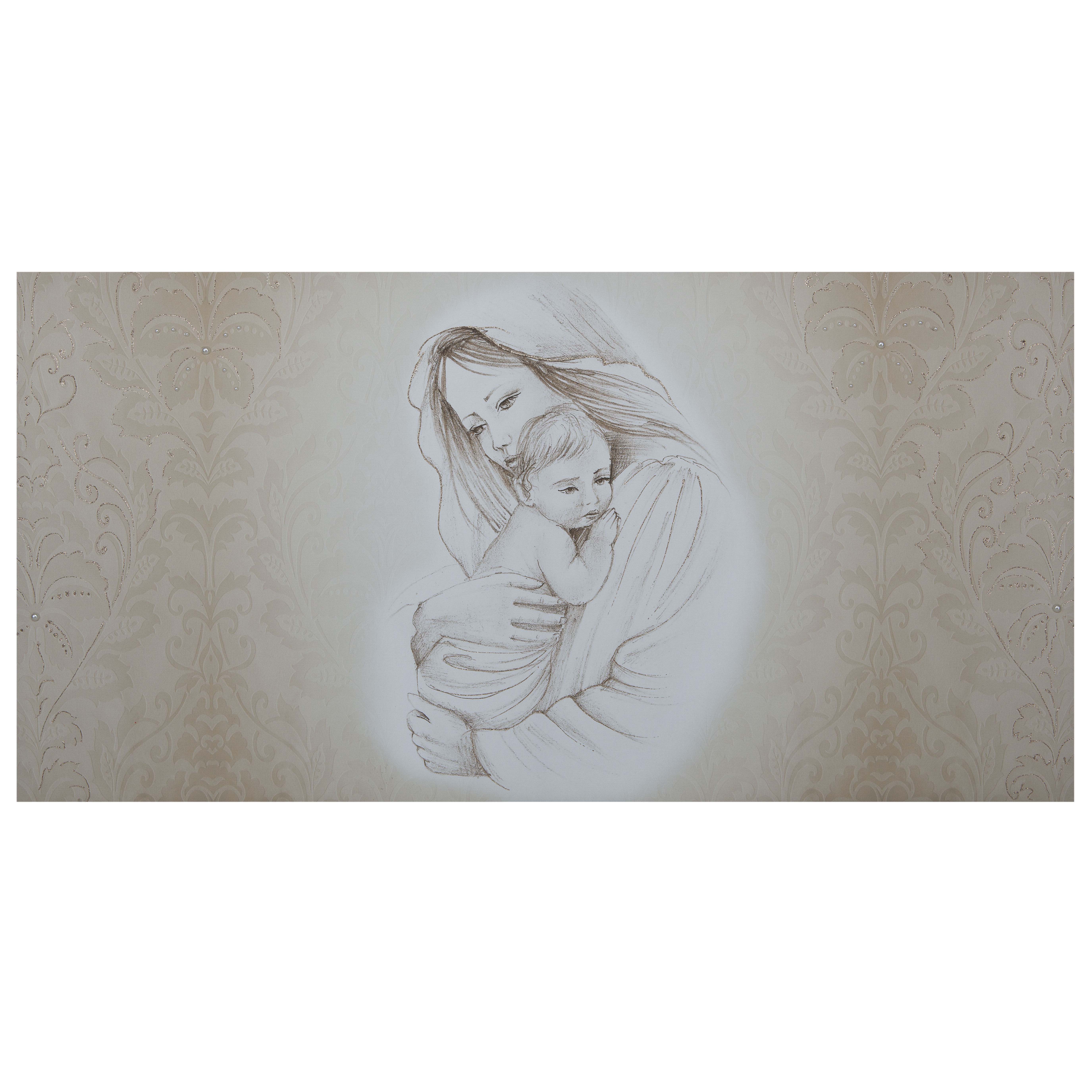 quadro capezzale maternità damascata oro